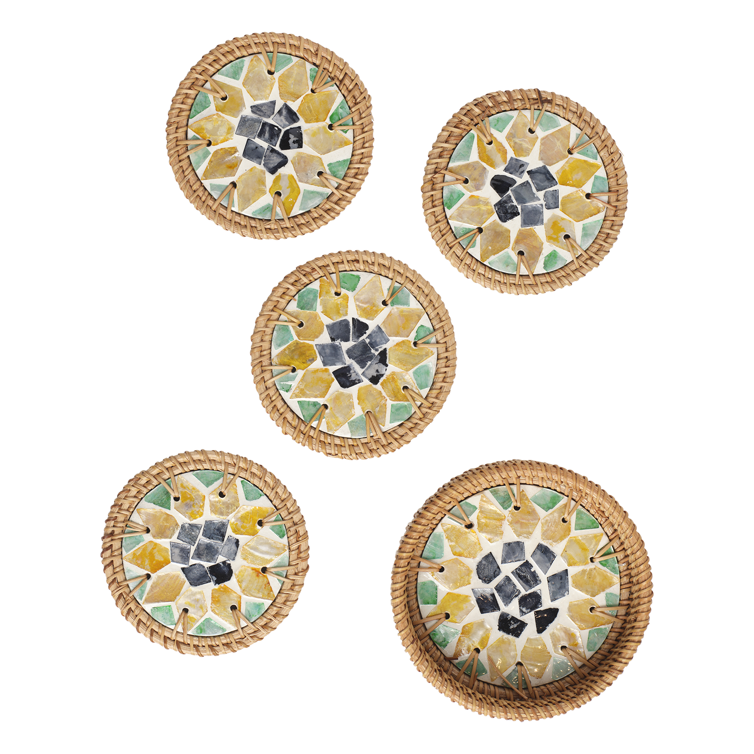 Glasunderlägg SUNNY grön/natur 4-pack