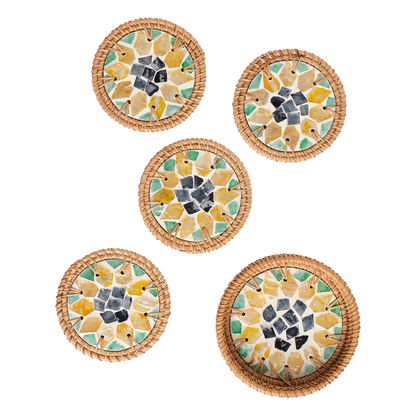 Glasunderlägg SUNNY grön/natur 4-pack