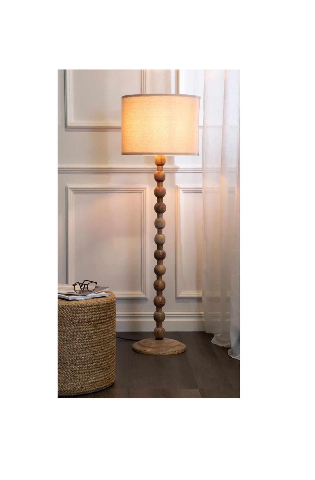 Golvlampa TRÄKLOT 120cm antik trä inkl. lampskärm