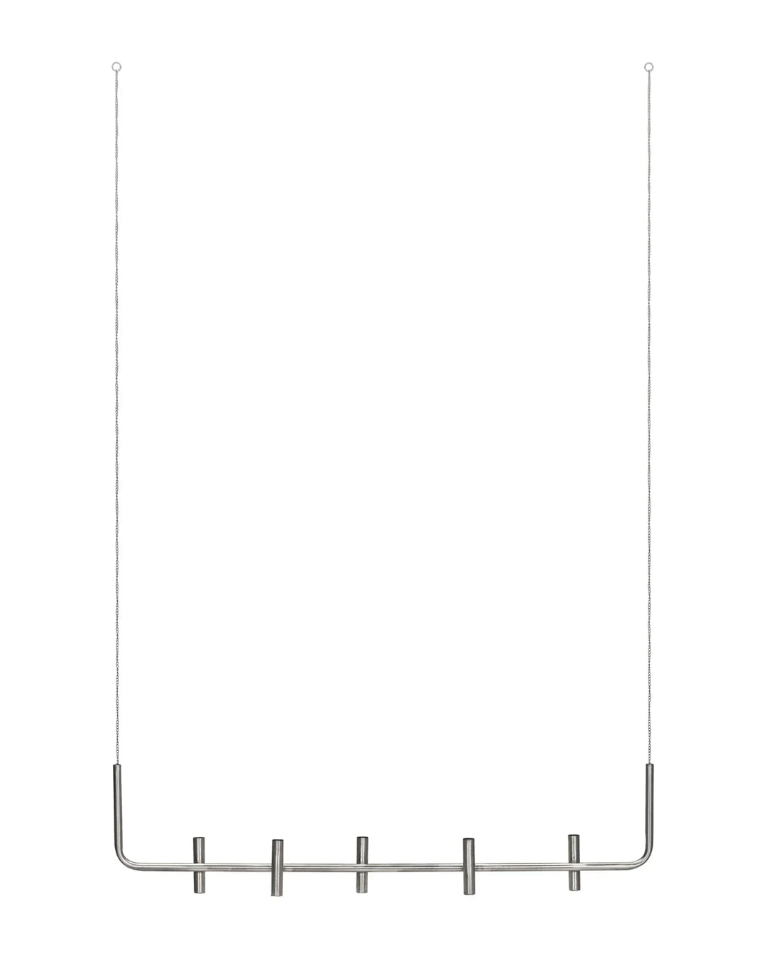 Avlång hängande ljusstake Maxi i antik silverfinish med fem ljushållare, 102 cm bred.
