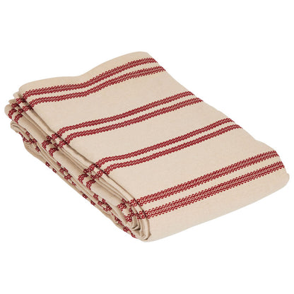 Julduk Hedvig med röda ränder mot linnefärgad/offwhite botten.