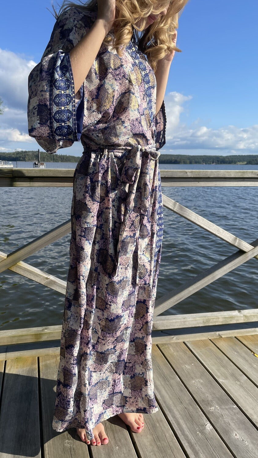 Kimono BLUE PAISLEY lång blå
