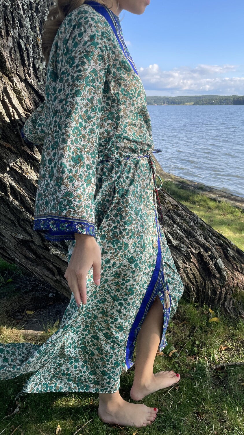 Kimono GREEN FLOWERS vintage