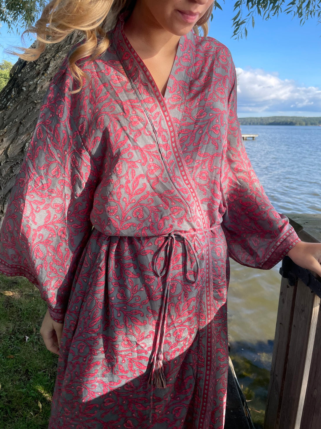 Kimono PINK LILIES vintage