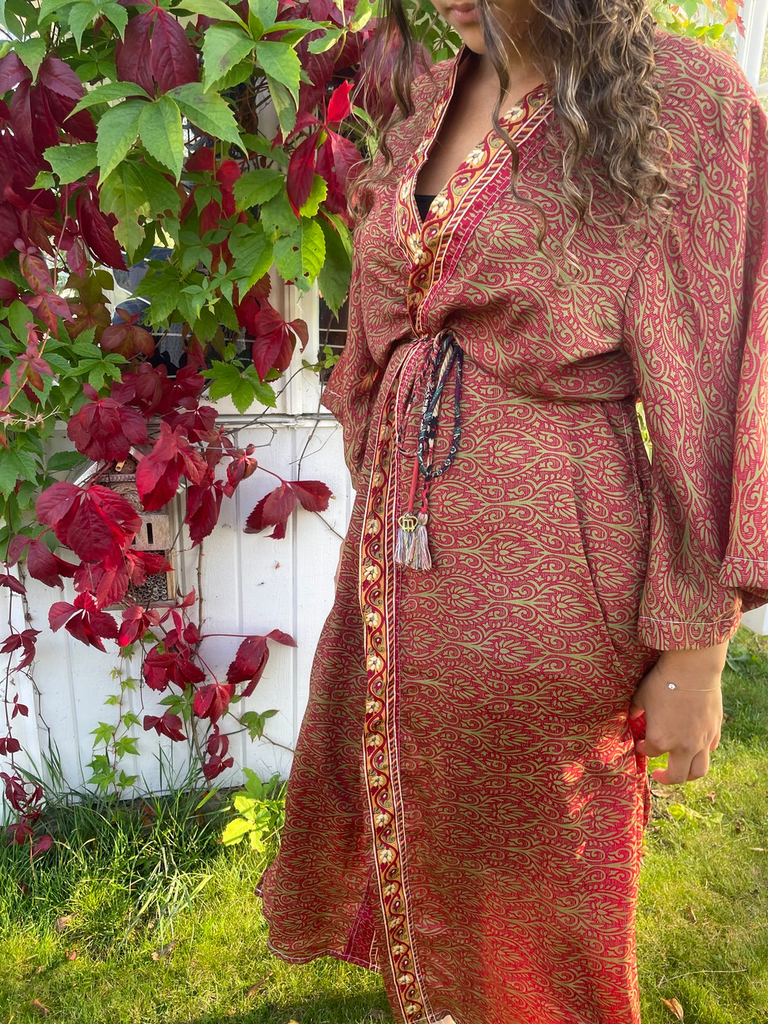 Kimono RED GOLDEN FLOWER vintage