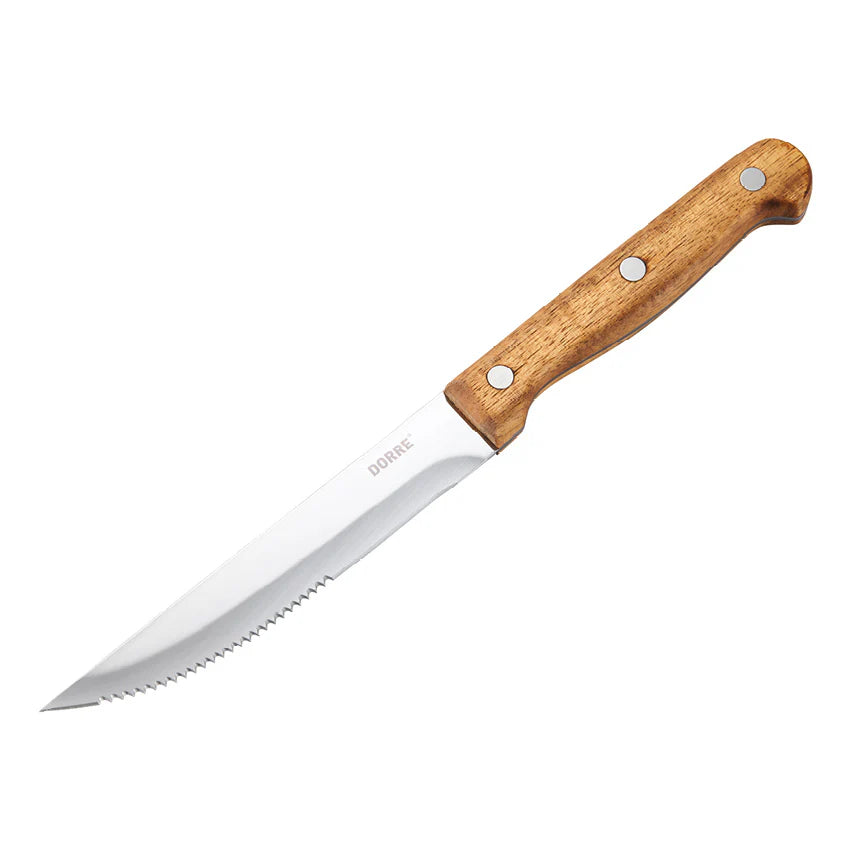 Köttkniv BBQ 6-pack rostfri stål/acacia