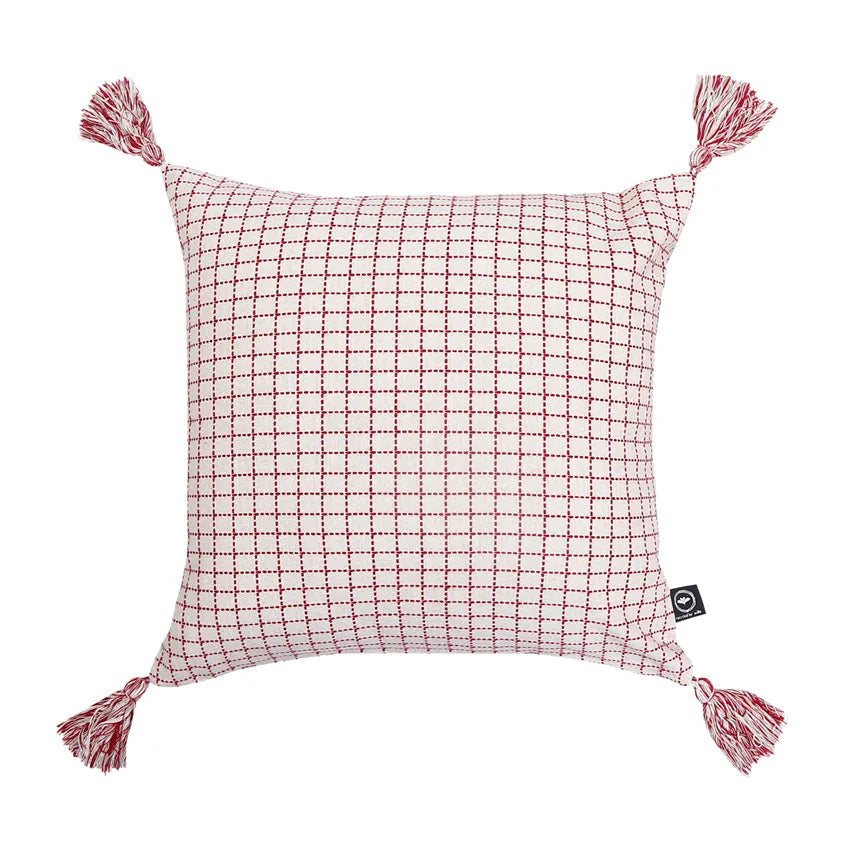 Kuddfodral LOVA 45x45cm mörkröd/linne