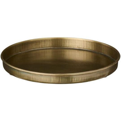 Runt ljusfat i antik mässing med upphöjd kant, diameter 13 cm, från IB Laursen