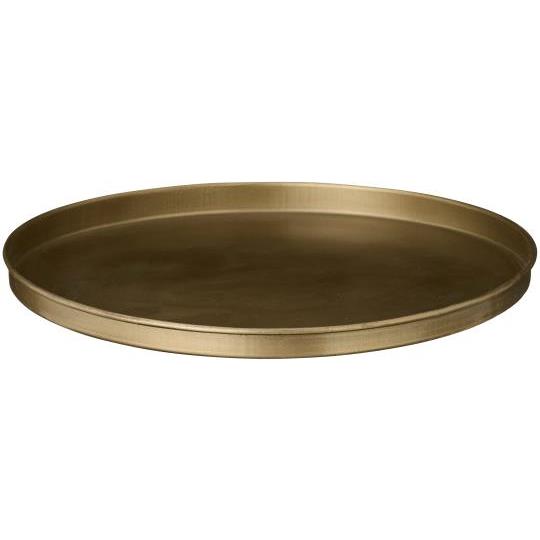 Runt ljusfat i antik mässing med upphöjd kant, diameter 22 cm, från IB Laursen