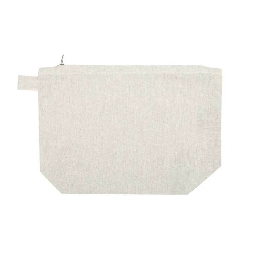 Ljusbeige necessär i återvunnen textil med dragkedja och praktisk ögla