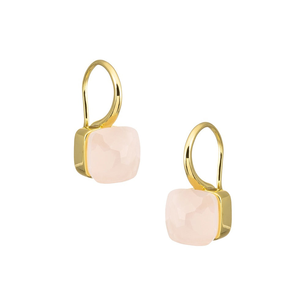 Örhänge EVELYN rose quartz guld
