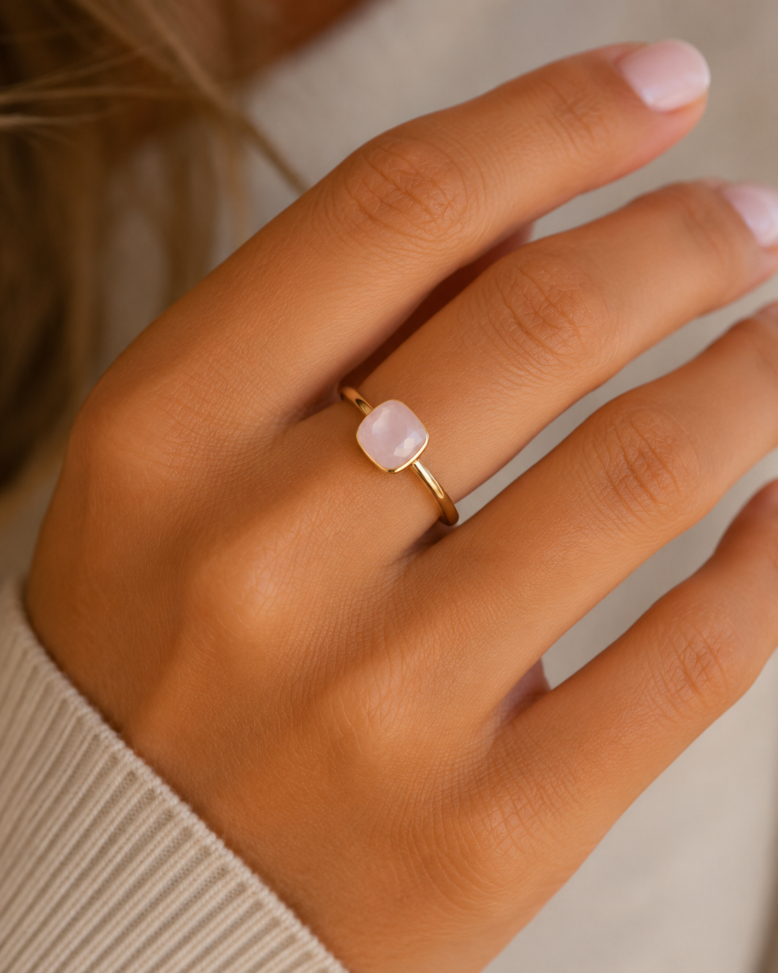 Ring EVELYN rose qvartz guld